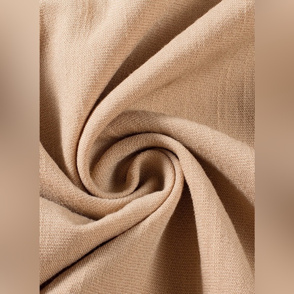 Light French Beige Loose Ruffled V Neck Blouse Bohemian Top - Picture 13 of 14